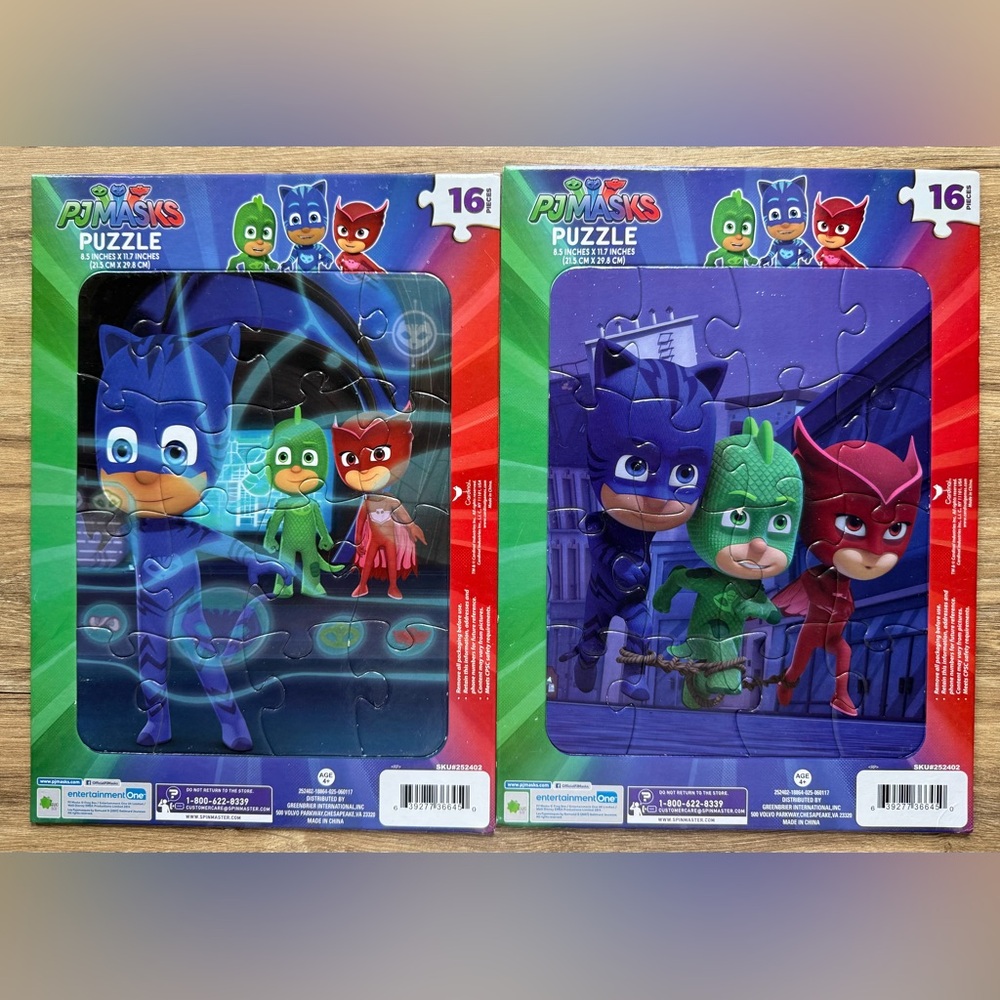 PJ Masks Lot of 2 16 Piece Jigsaw Tray Puzzles Toddler Pre-K Disney Jr